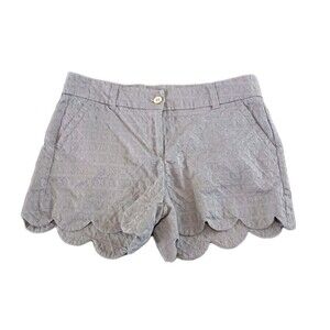 Crown & Ivy Shelby Shorts Women Size 6 Grey Scalloped Preppy Beach Boho Vacation